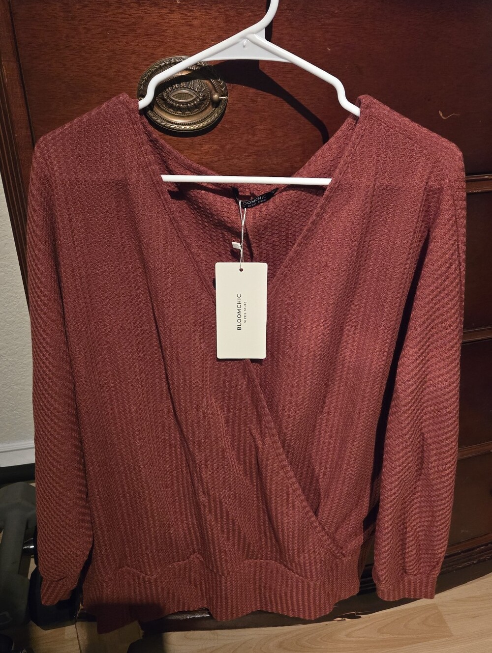 BloomChic Long Sleeve Wrap Top Rust Color New With tags
